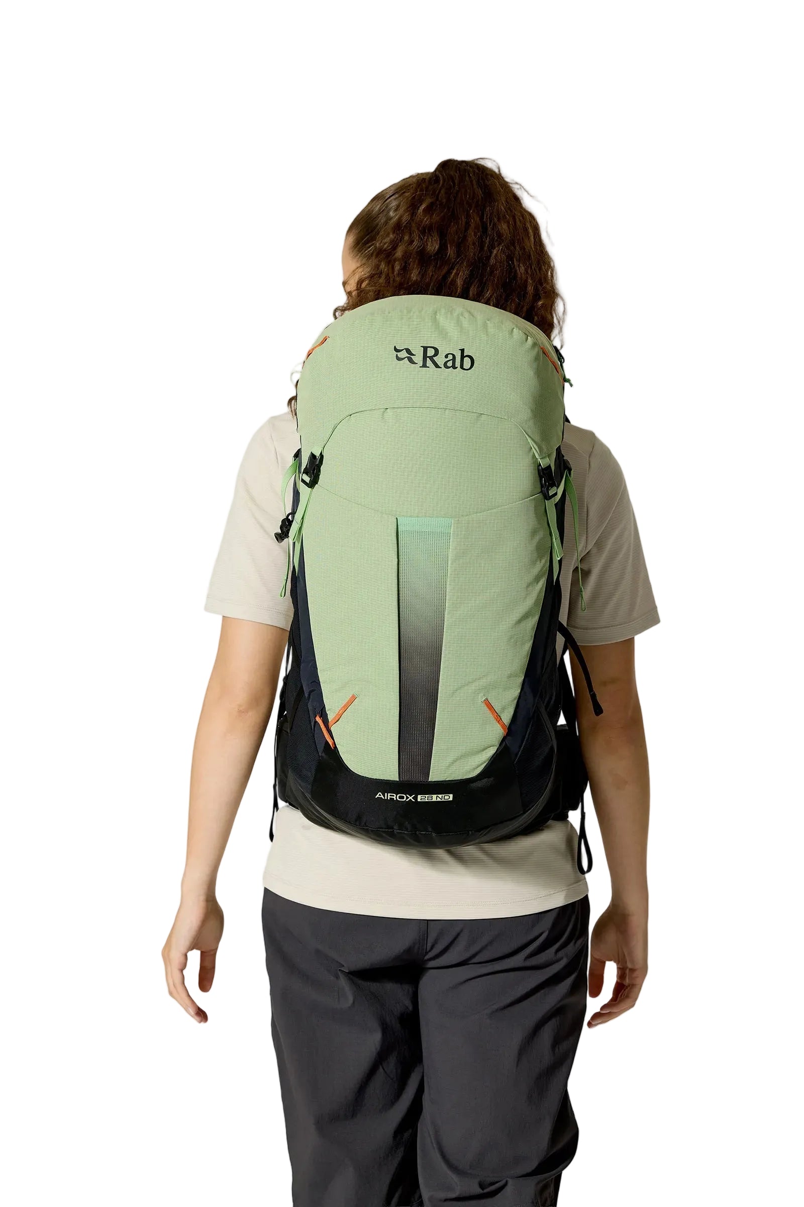 Rab Women's Airox ND 28 Day Pack in Fig Green/Black - Back View On Model 3