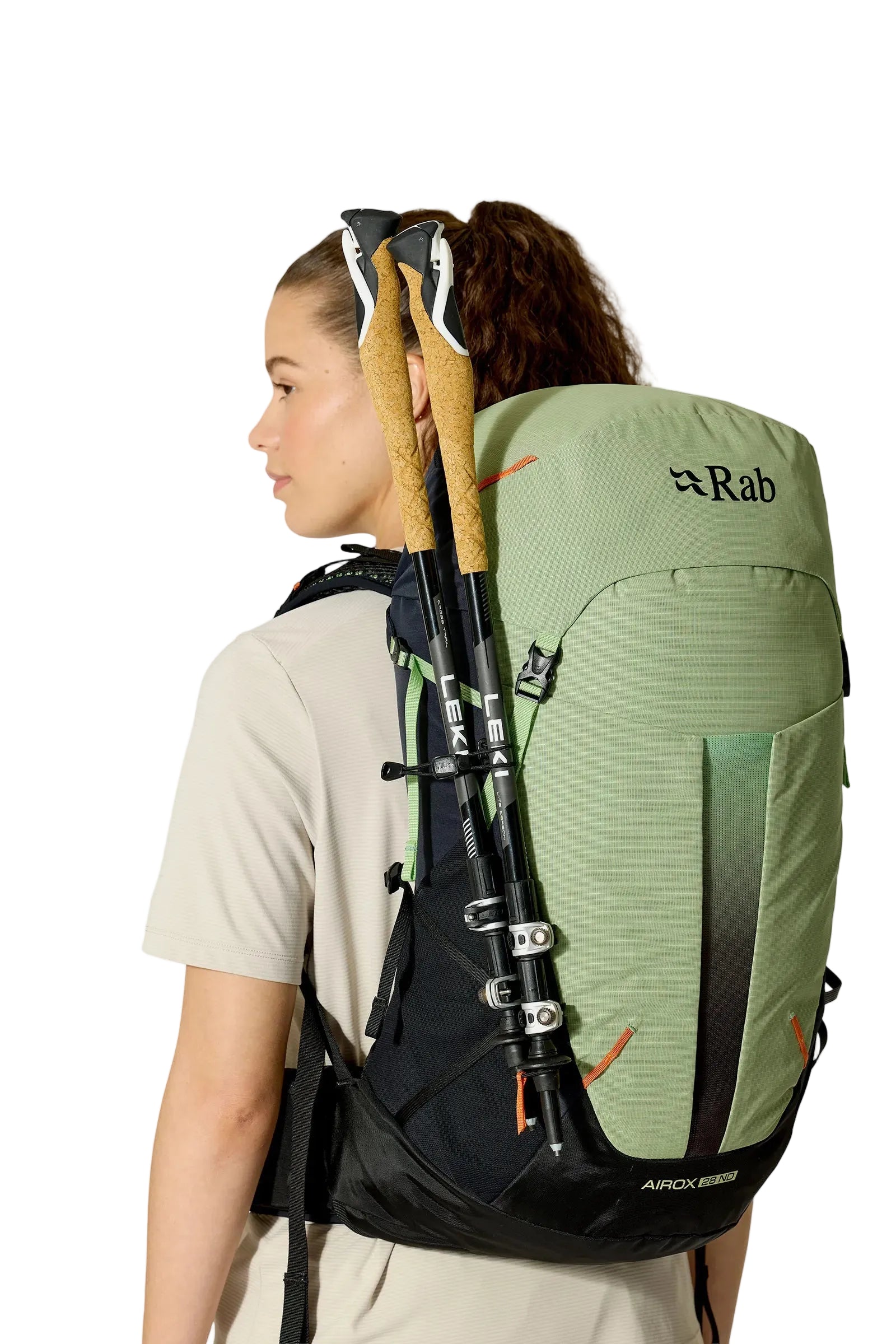 Rab Women's Airox ND 28 Day Pack in Fig Green/Black - Back View On Model