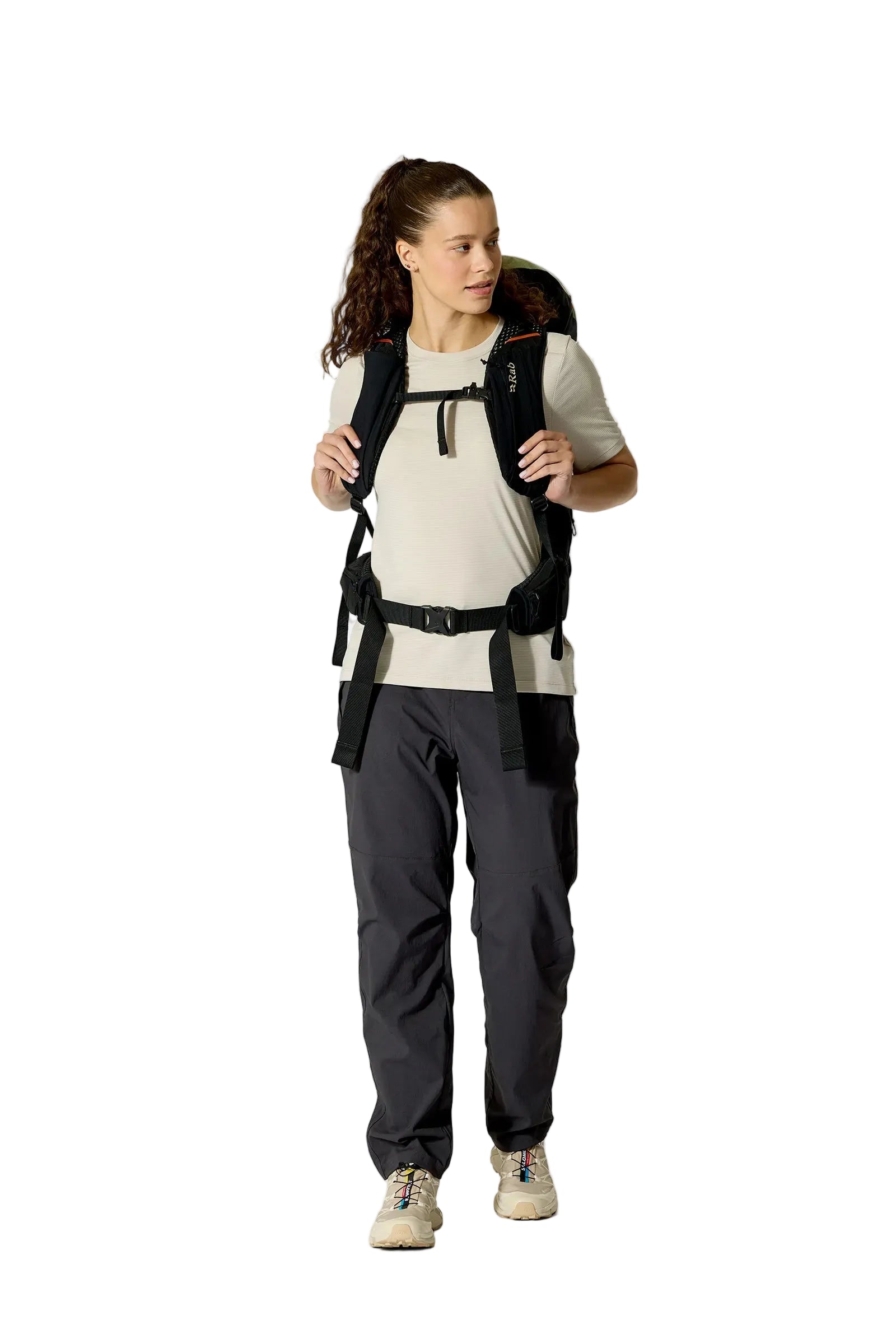 Rab Women's Airox ND 28 Day Pack in Fig Green/Black - Front View On Model 2