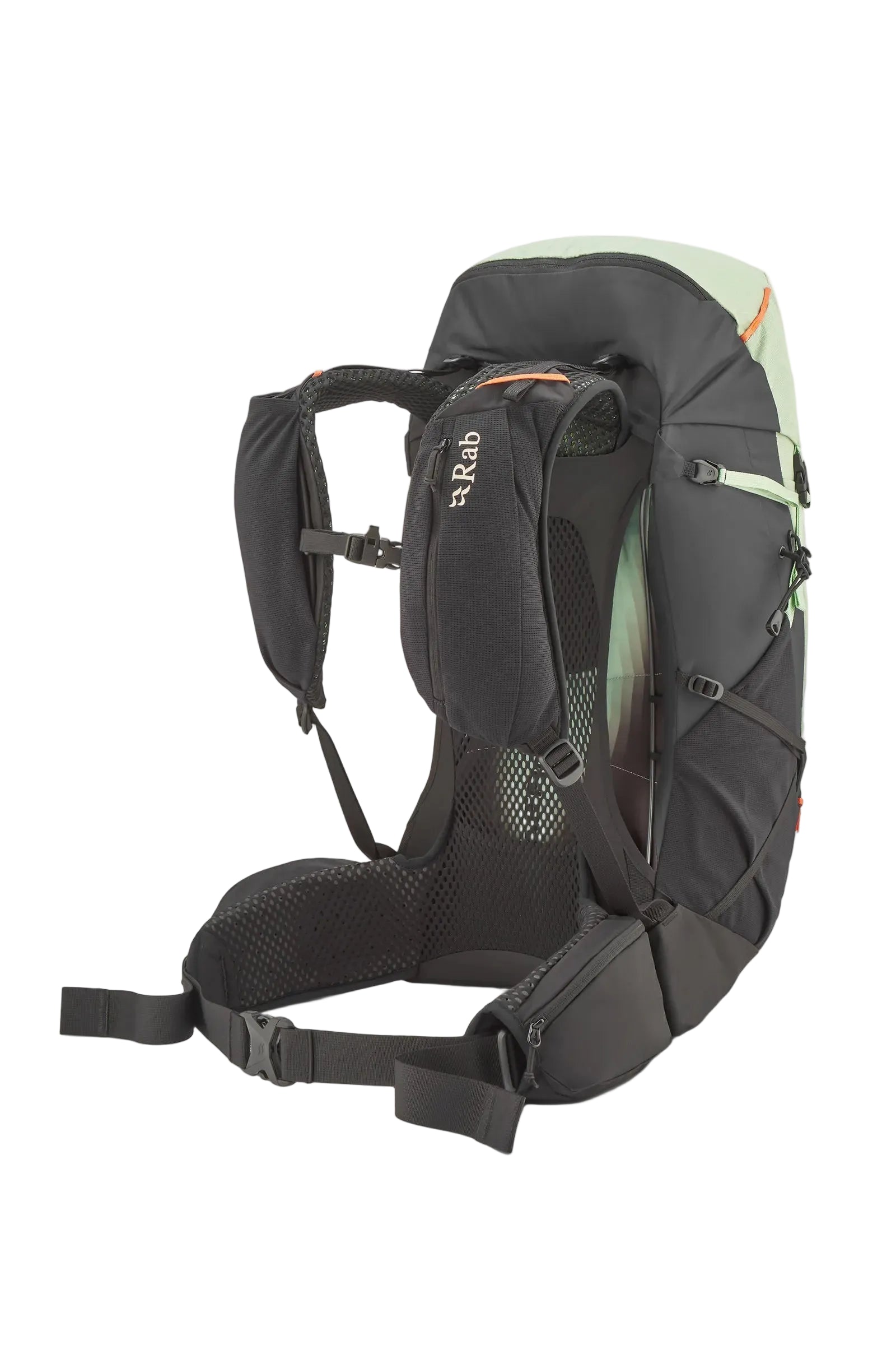 Rab Women's Airox ND 28 Day Pack in Fig Green/Black - Seated View On Model 2