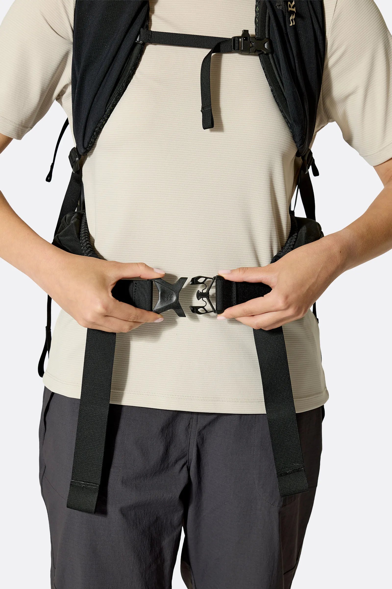 Rab Women's Airox ND 28 Day Pack in Fig Green/Black - Shoulder Strap Detail
