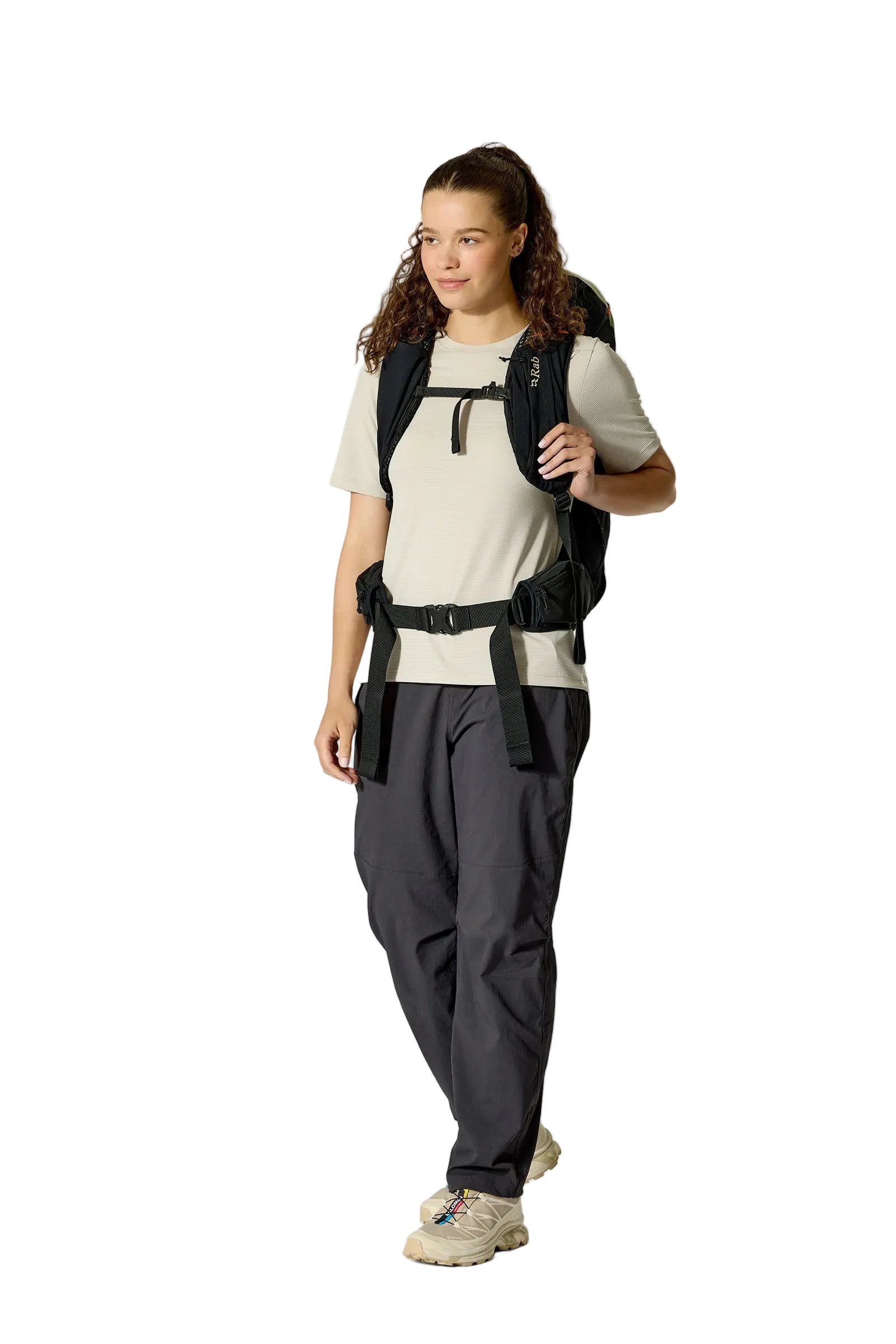 Rab Women's Airox ND 28 Day Pack in Fig Green/Black - Side View On Model