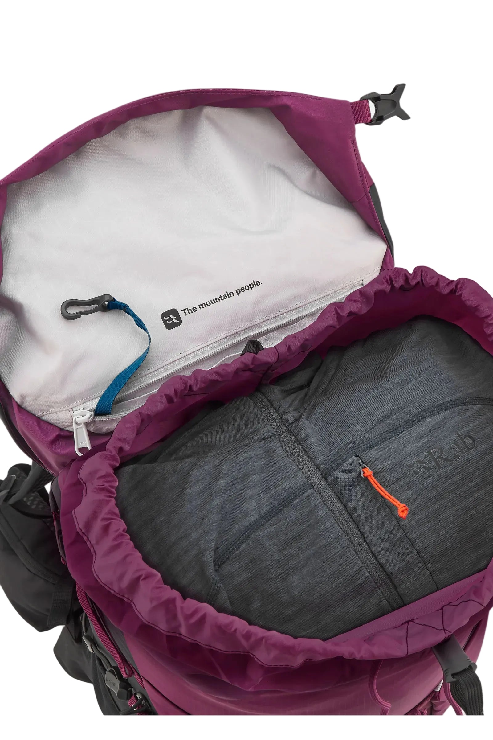Rab Women's Airox ND 28 Day Pack in Mulberry/Black - Lid Pocket Detail