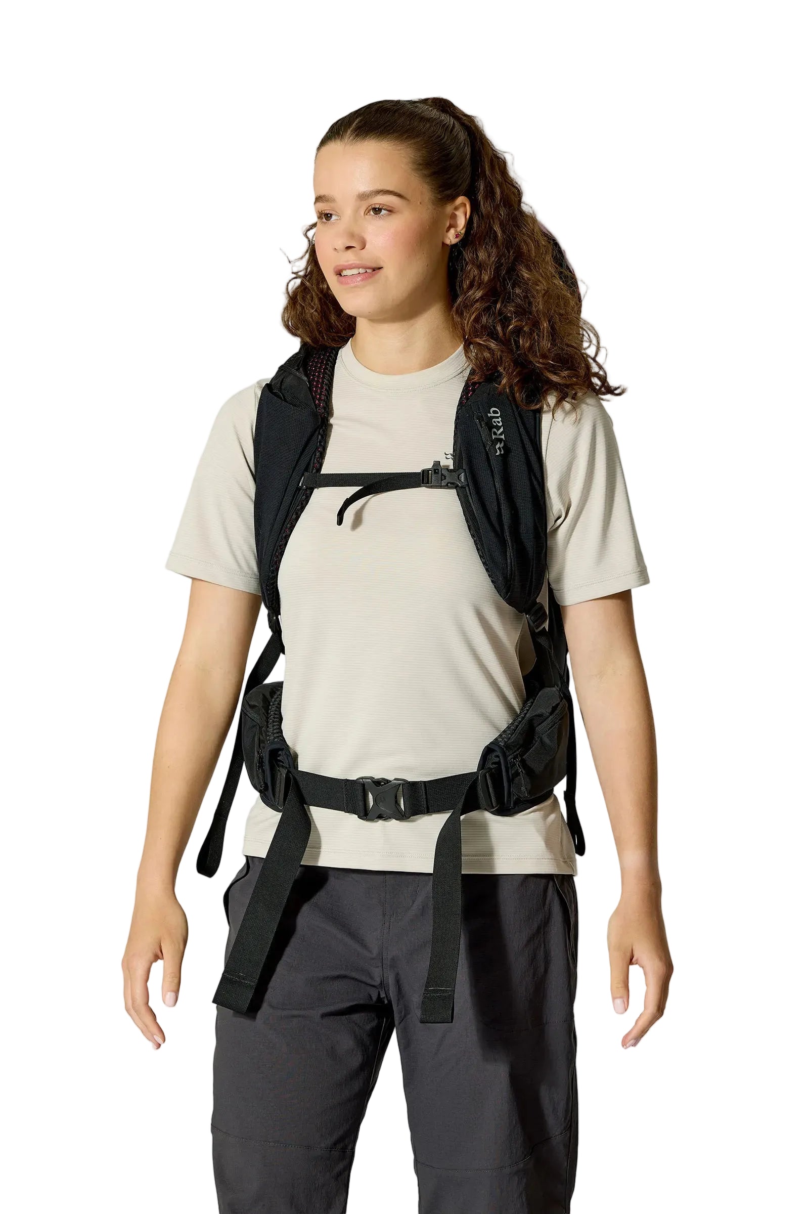 Rab Women's Airox ND 34 Day Pack in Mulberry/Black - Front View On Model