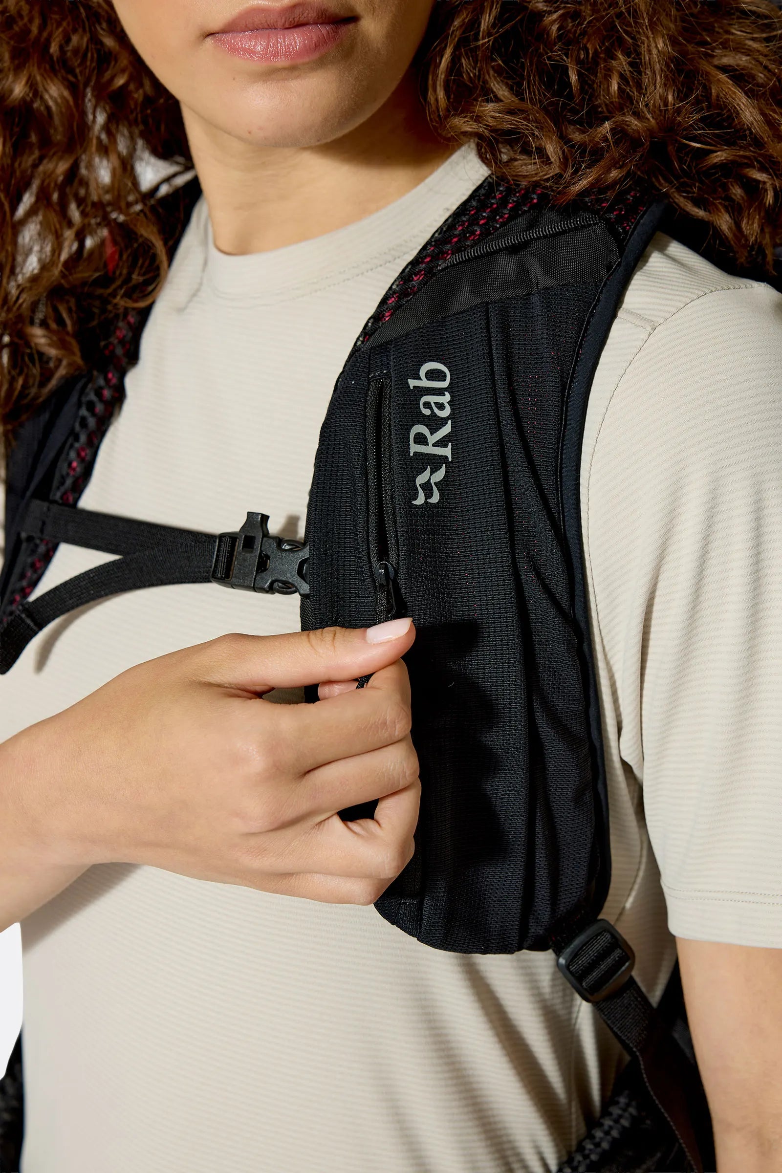 Rab Women's Airox ND 34 Day Pack in Mulberry/Black - Hydration Port Detail