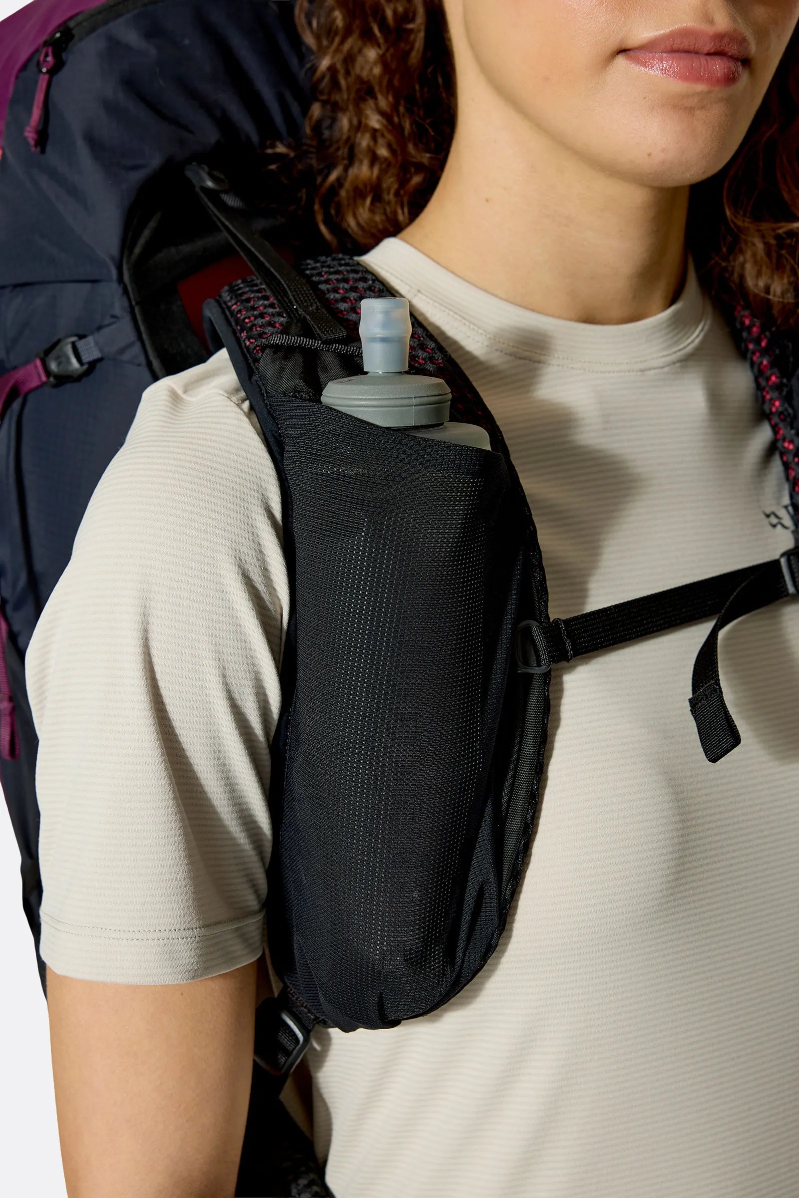 Rab Women's Airox ND 34 Day Pack in Mulberry/Black - Shoulder Strap Detail
