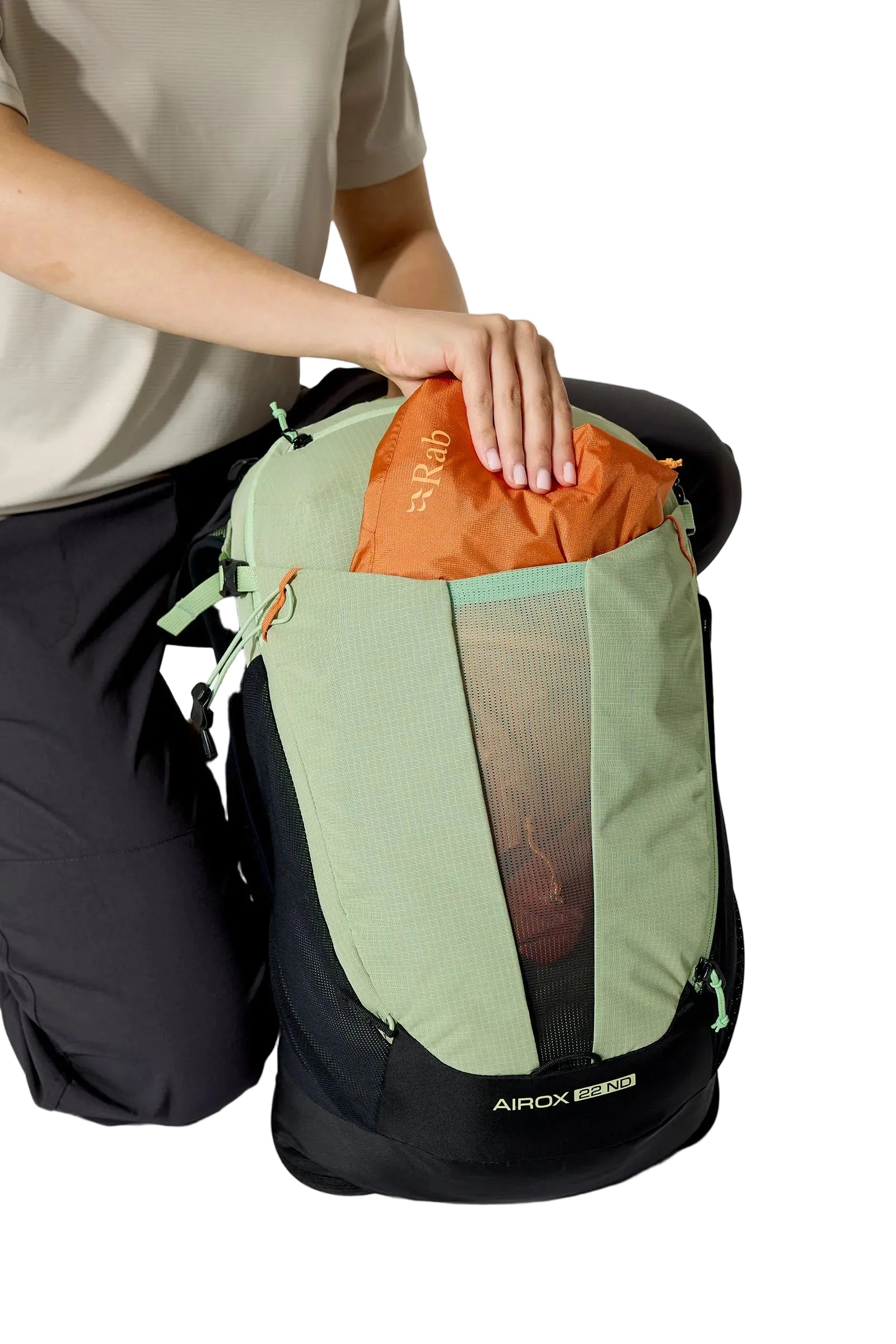 Rab Women's Airox ND22L Day Pack in Fig Green/Black - Chest Pocket Detail