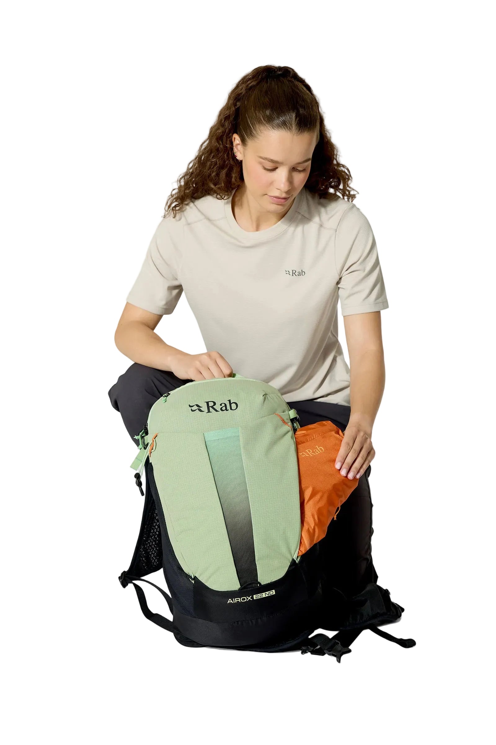Rab Women's Airox ND22L Day Pack in Fig Green/Black - On Model Back View Alt