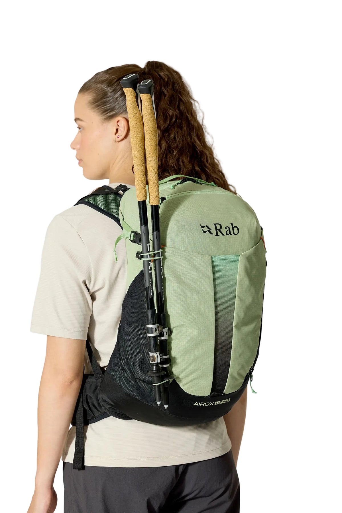 Rab Women's Airox ND22L Day Pack in Fig Green/Black - On Model Side View Alt 3