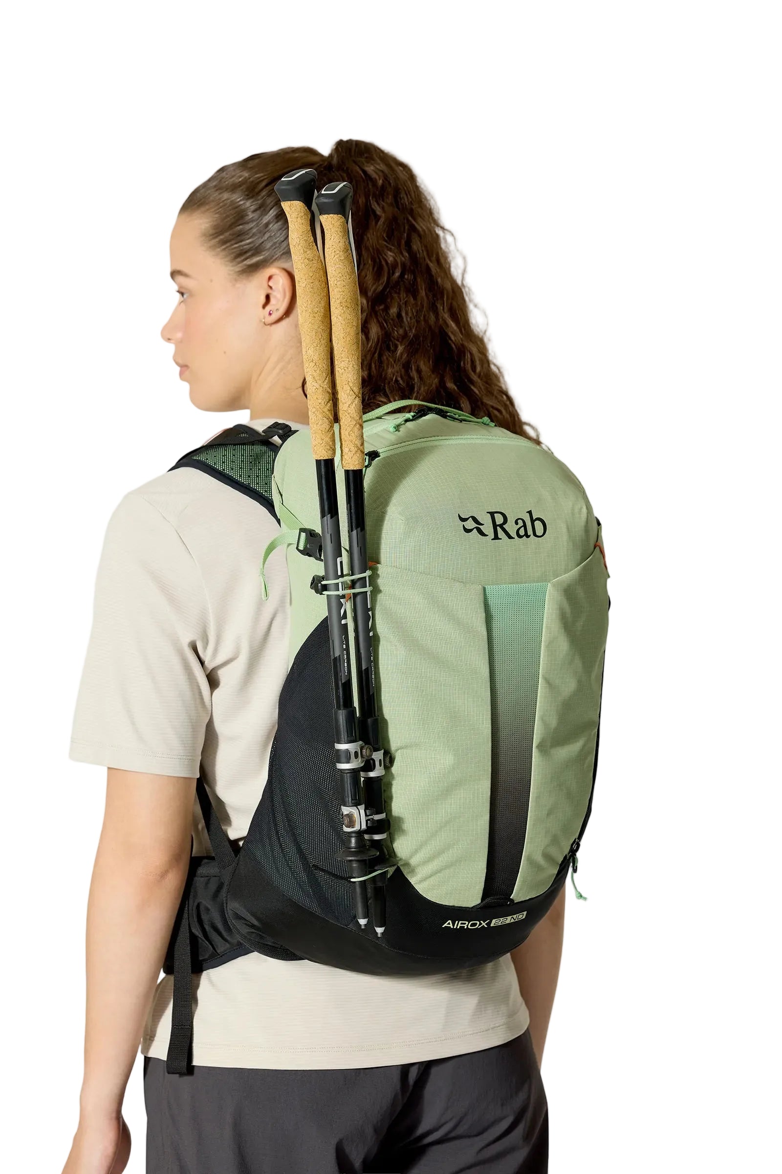 Rab Women's Airox ND22L Day Pack in Fig Green/Black - On Model Side View Alt 3