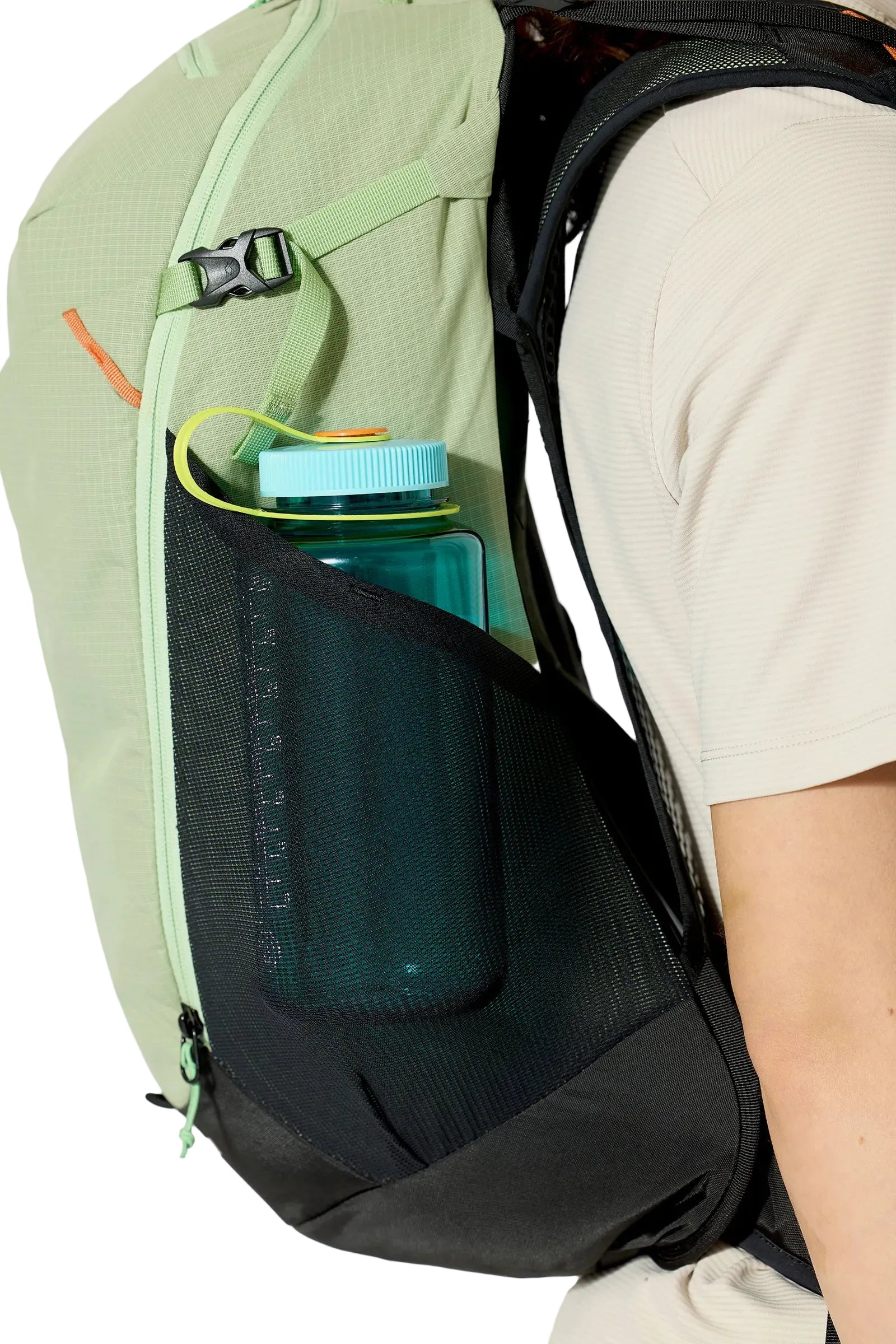 Rab Women's Airox ND22L Day Pack in Fig Green/Black - Soft Flask Pocket Detail