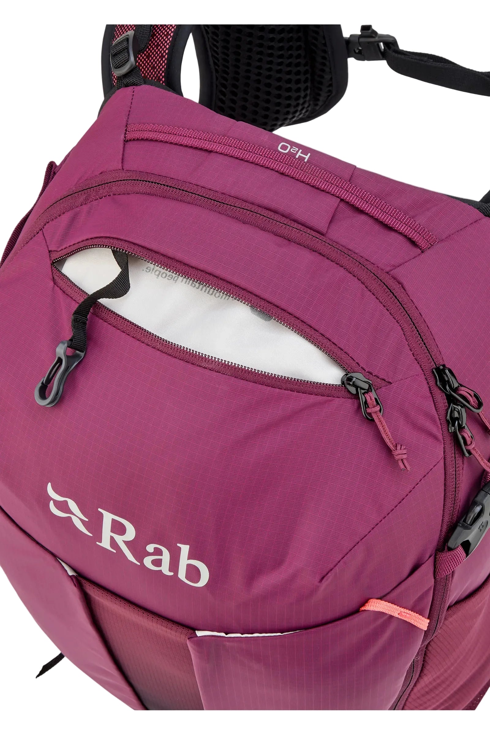 Rab Women's Airox ND22L Day Pack in Mulberry - Asymmetric Zip Detail