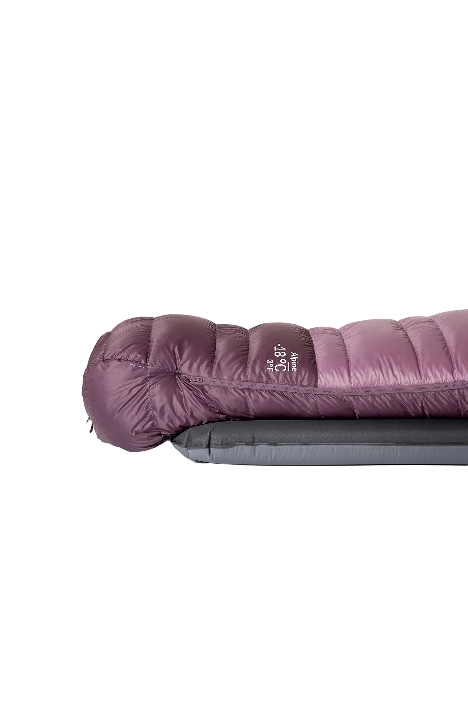 Rab Women's Alpine Down Sleeping Bag (-12°C/10F) in Iris/Dark Iris - Laid Flat Front