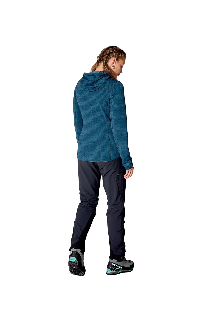 Rab Women's Ascendor Light Hoody in Tempest Blue - back, walking, worn