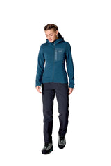 Rab Women's Ascendor Light Hoody in Tempest Blue - front, walking, worn