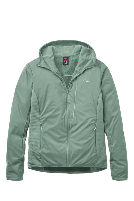 Rab Women's Ascendor Summit Hoody in Dark Fig Green - front
