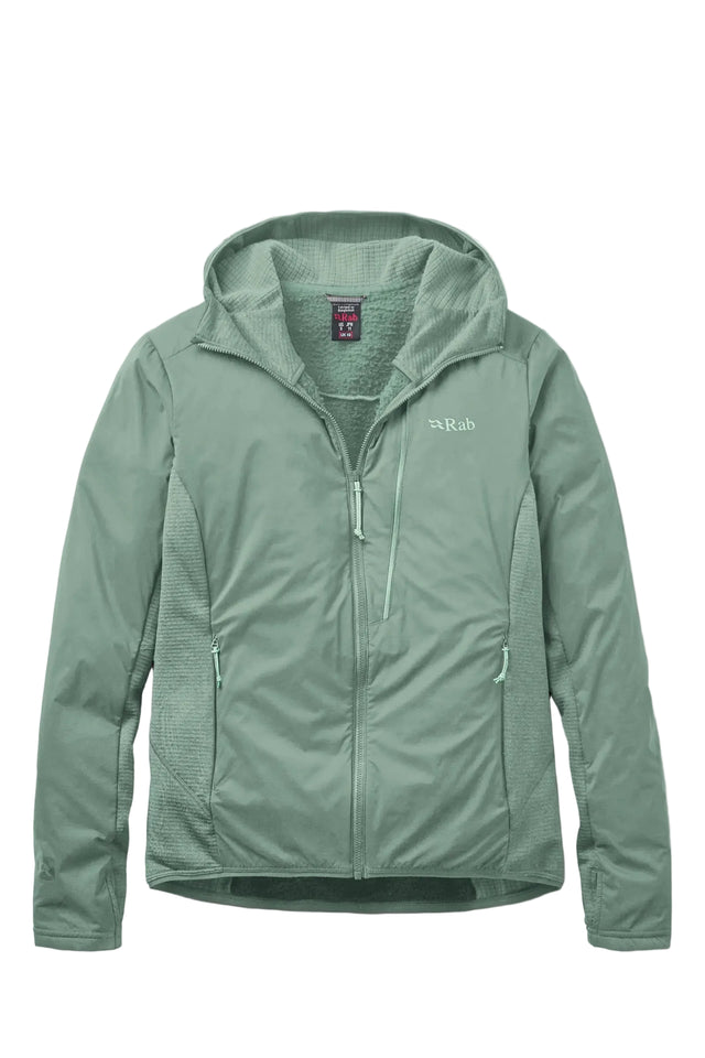 Rab Women's Ascendor Summit Hoody in Dark Fig Green - front