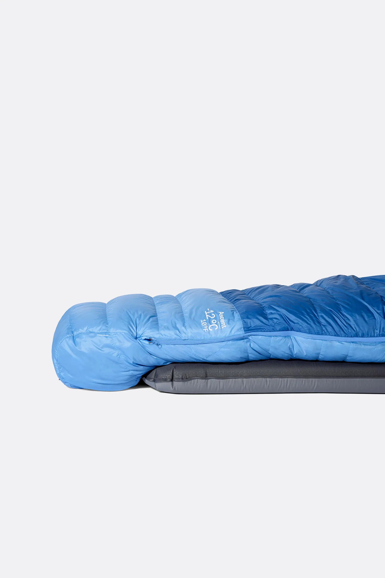 Rab Women's Ascent Down Sleeping Bag (-12°C/10F) in Dark Bluebird/Birdbird - Packed Side