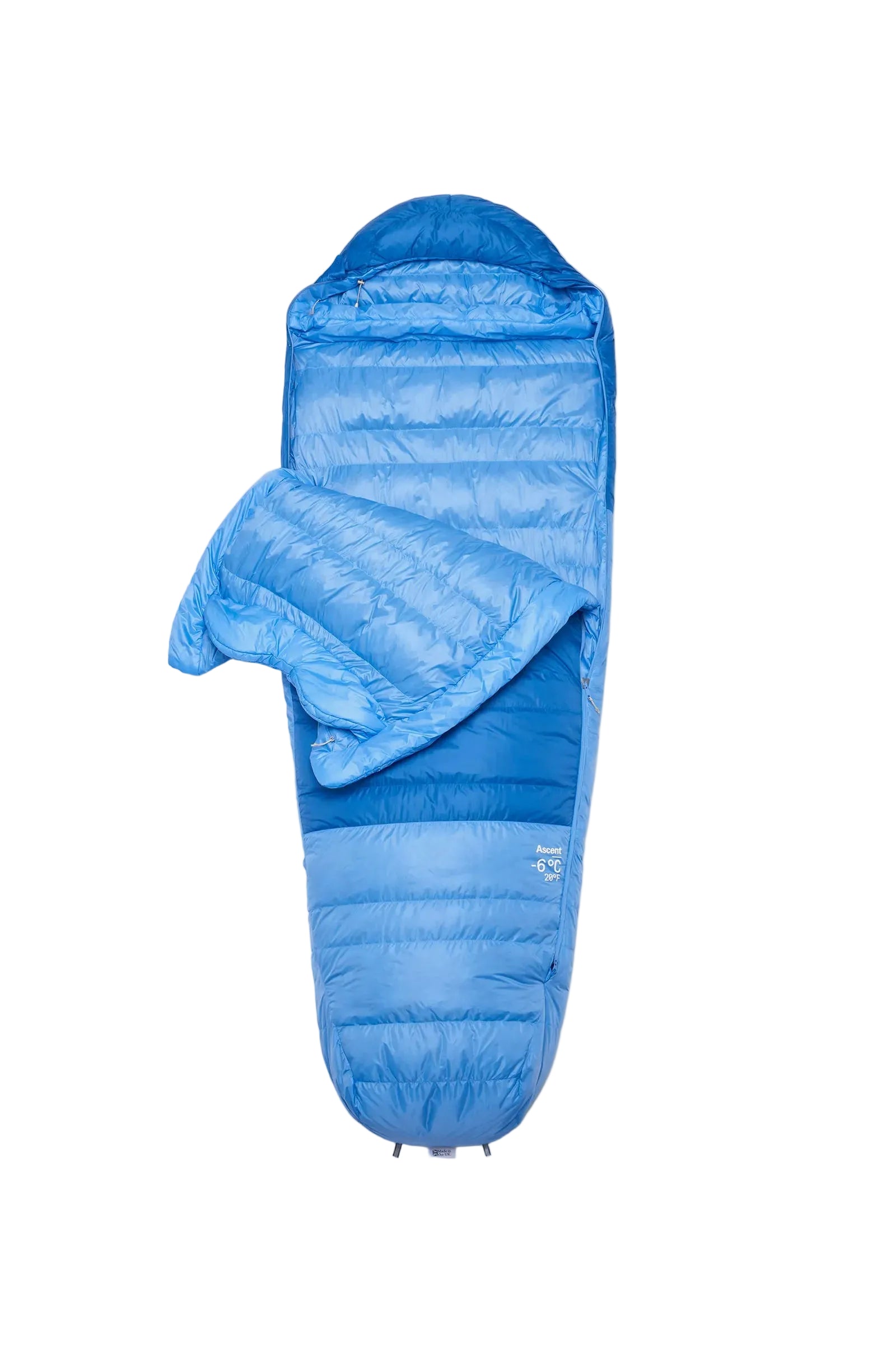 Rab Women's Ascent Down Sleeping Bag (-6°C/20F) in Dark Bluebird/Bluebird - Laid Flat Front