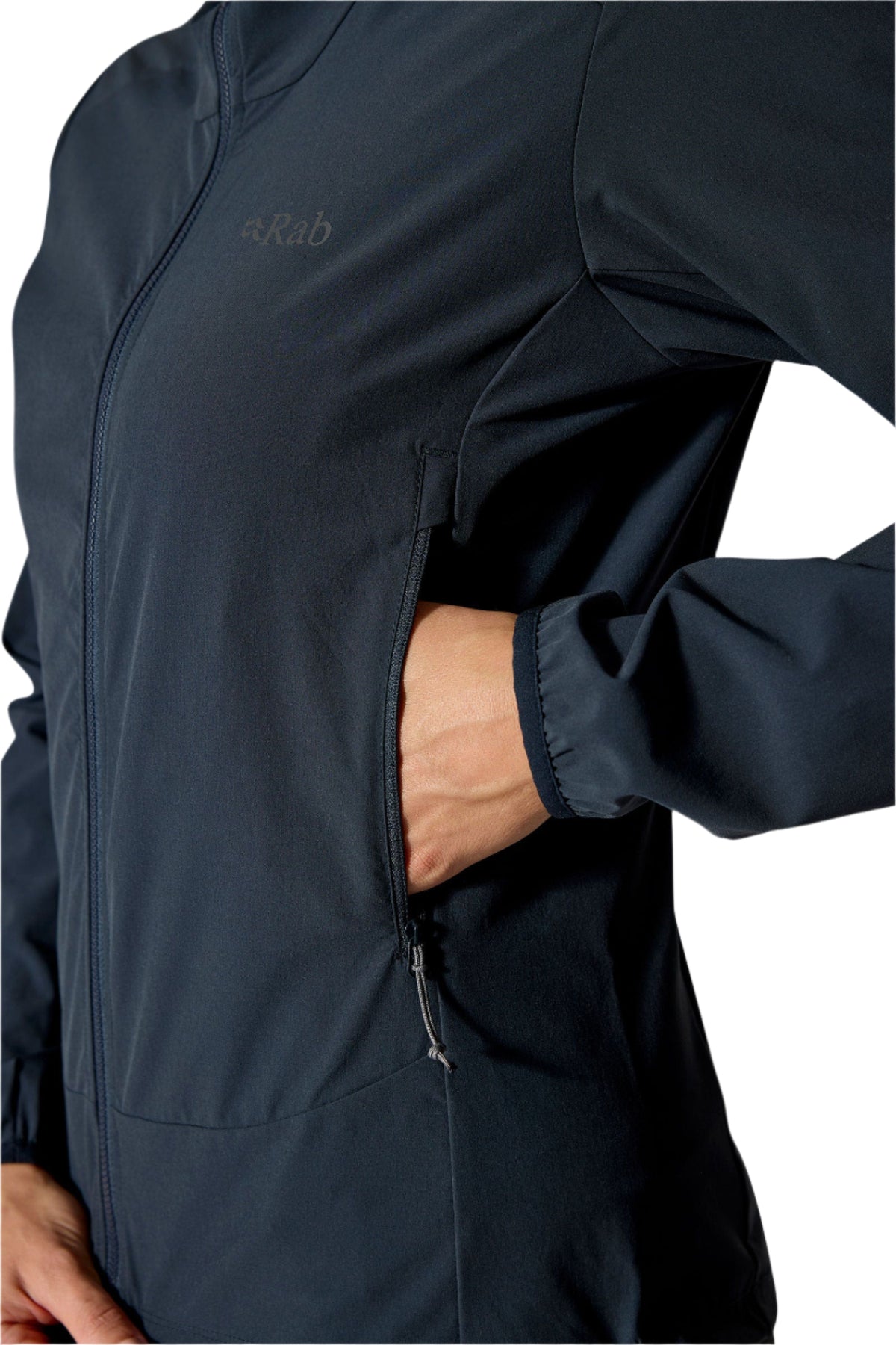 Rab Women's Borealis Hooded Jacket in Beluga - collar detail