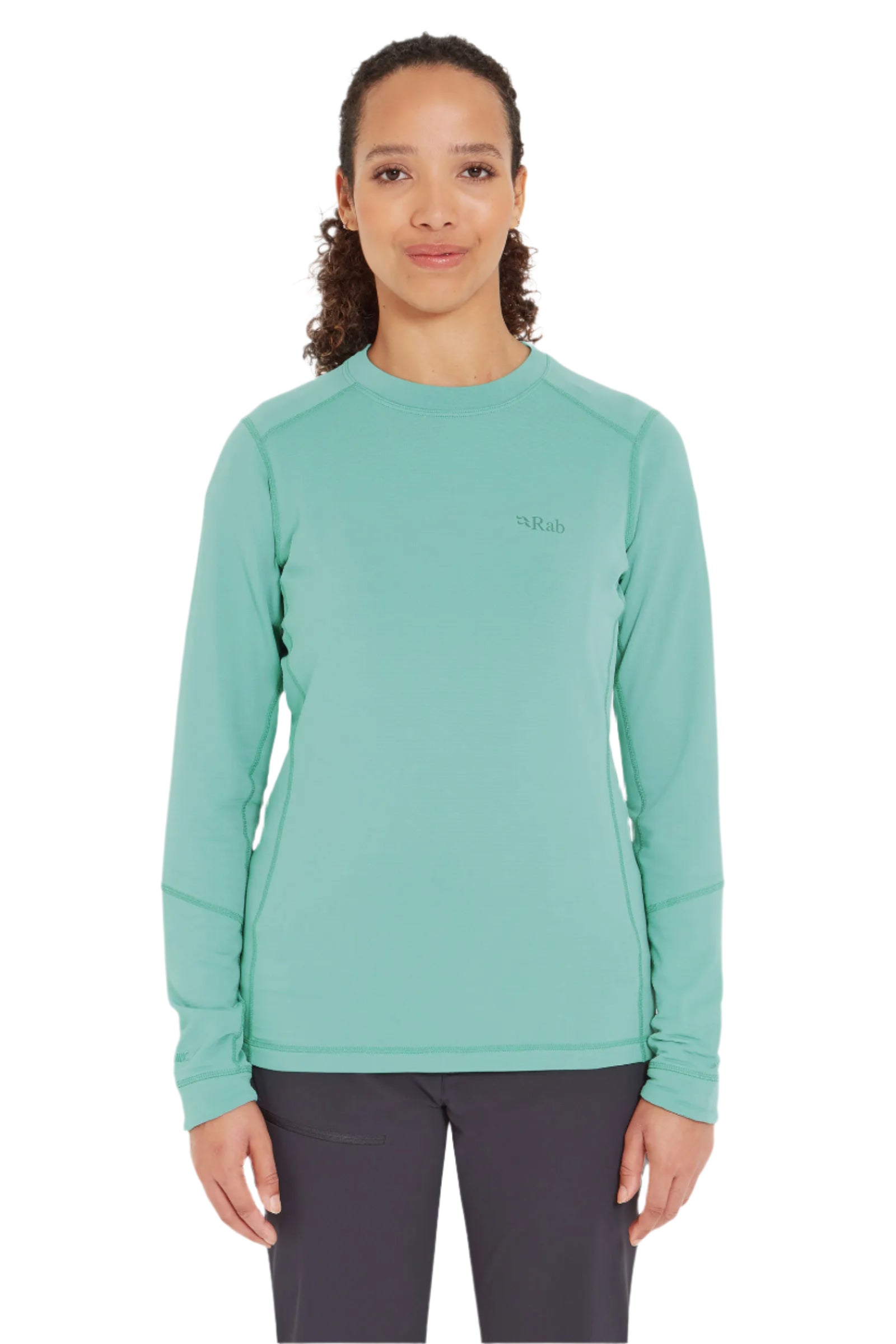 Rab Women's Conduit Crew in Glacier Blue - worn, front