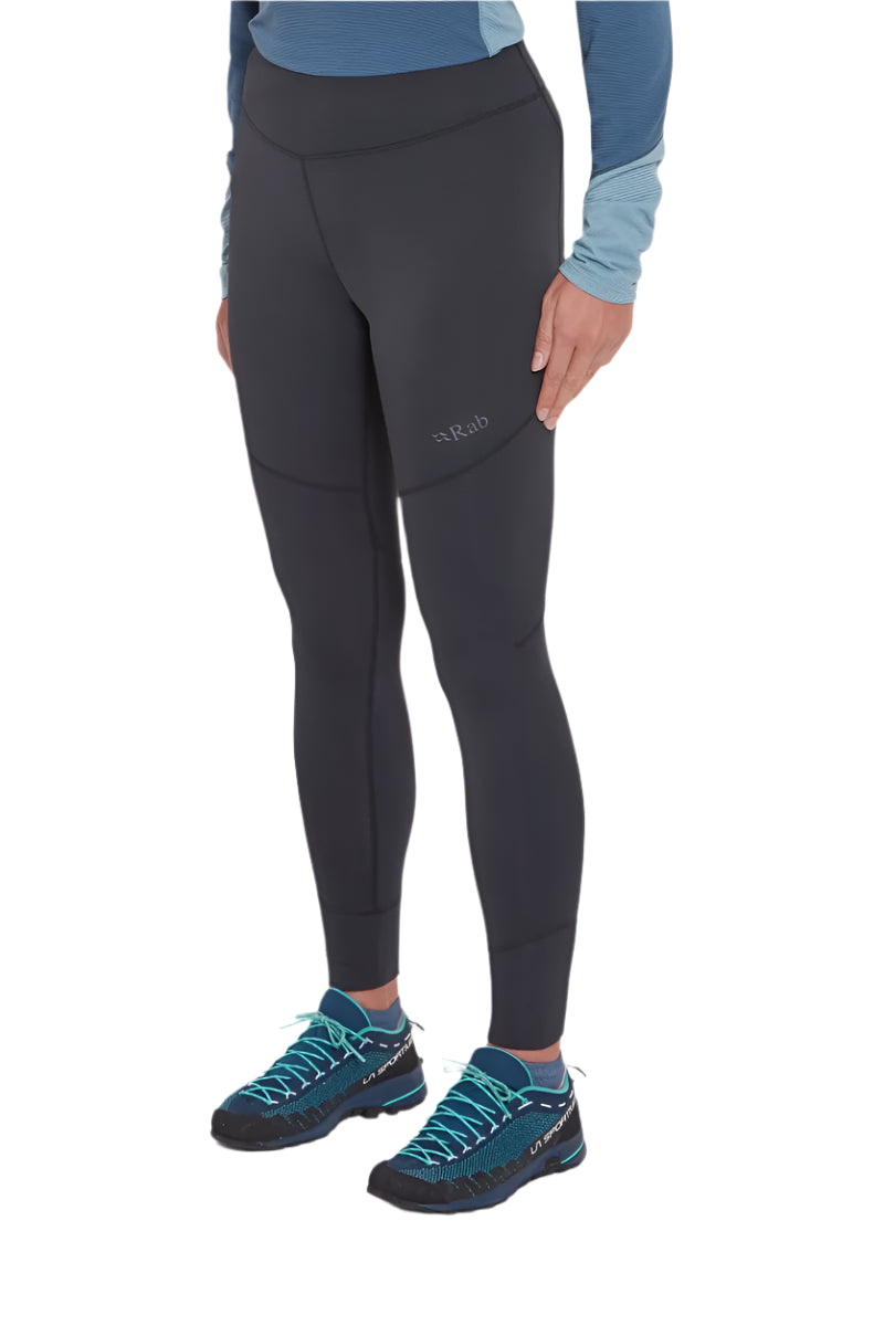 Rab Women's Conduit Tights in Beluga - worn, three-quarter