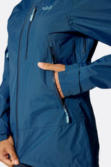 Rab Women's Downpour Mountain Waterproof Jacket in Tempest Blue - hip pocket detail
