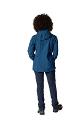 Rab Women's Downpour Mountain Waterproof Jacket in Tempest Blue - worn, back