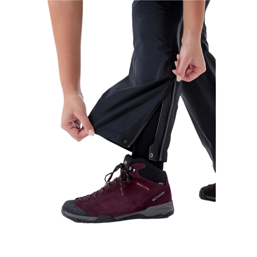 Rab Women's Downpour Plus 2.0 Pant in Black - hem drawcord detail