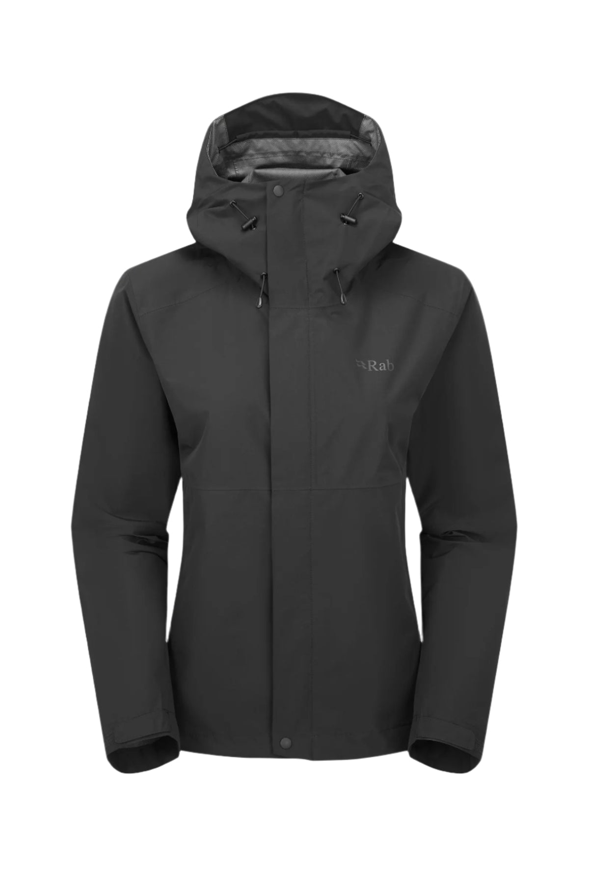 Rab Women's Downpour Waterproof Jacket in Black - front
