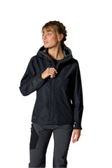 Rab Women's Downpour Waterproof Jacket in Black - worn, front