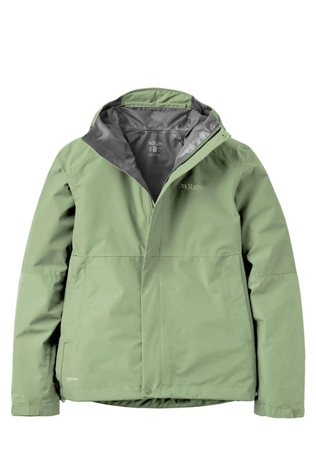 Rab Women's Downpour Waterproof Jacket in Dark Fig Green - front