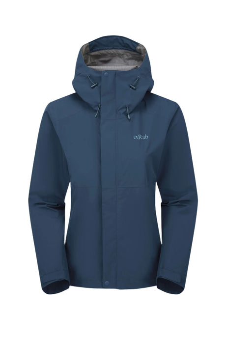 Rab Women's Downpour Waterproof Jacket in Tempest Blue - front