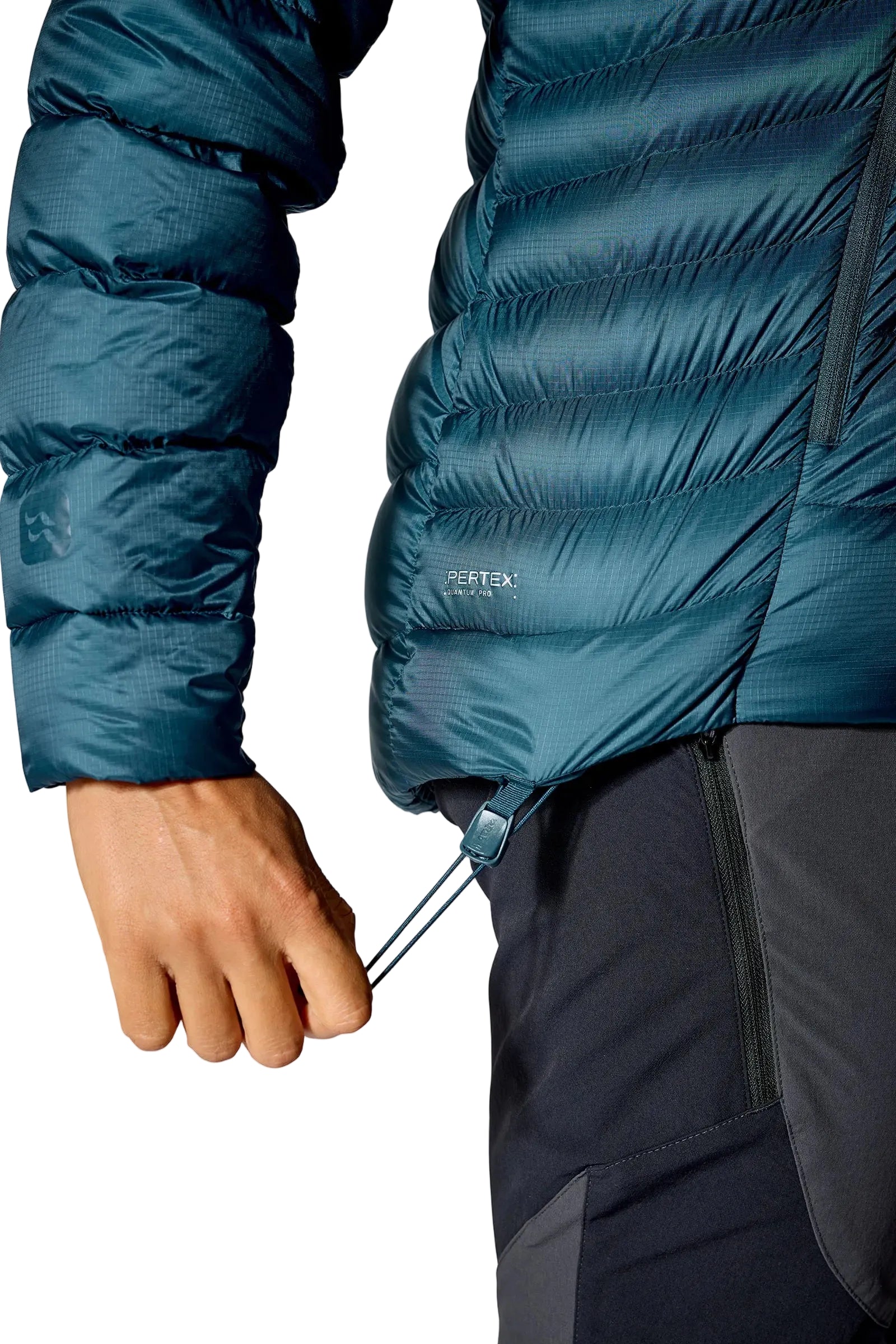 Rab Women's Electron Pro Down Jacket in Black - hip pocket detail