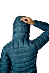 Rab Women's Electron Pro Down Jacket in Black - hood adjustment detail