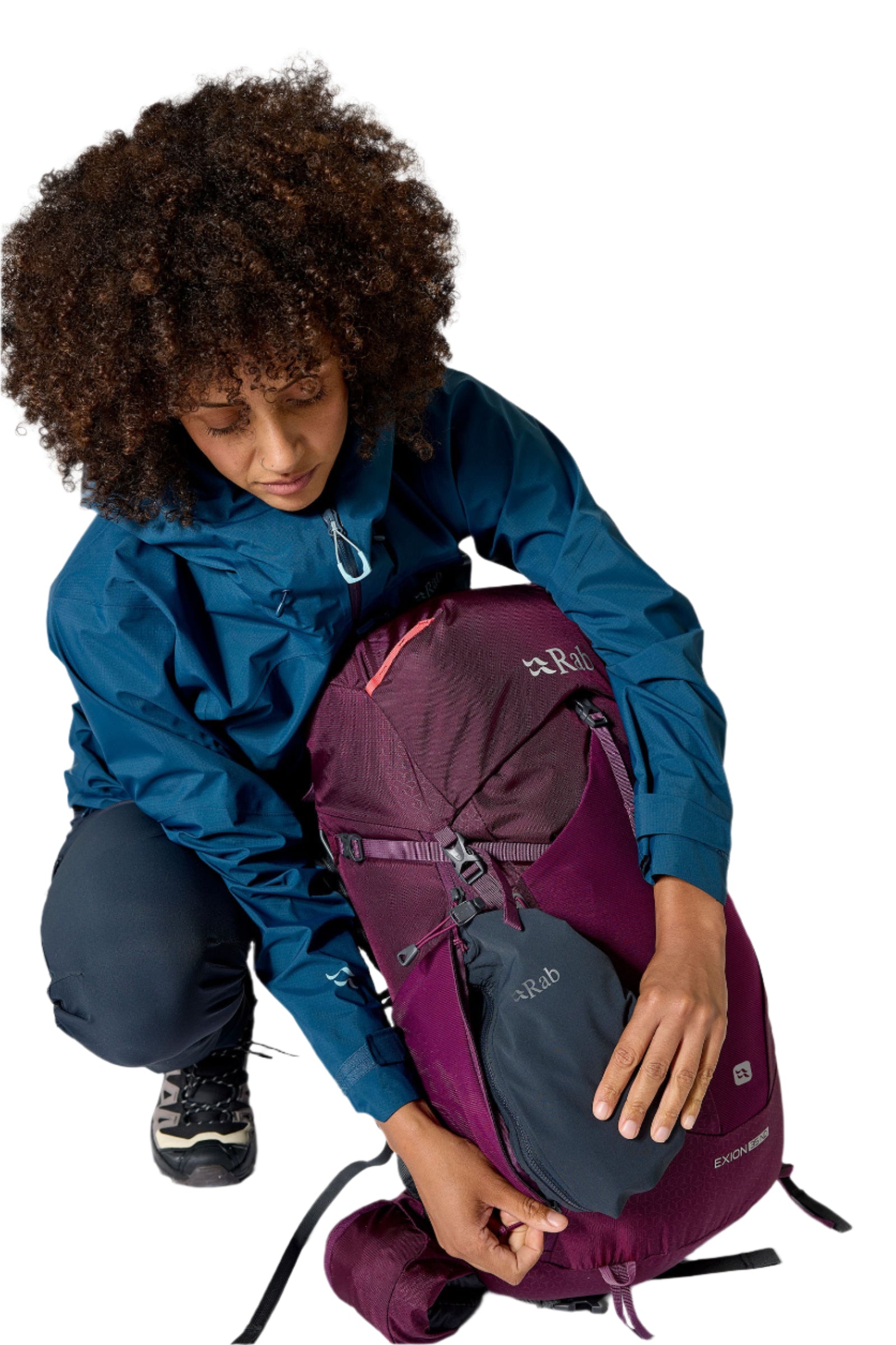 Rab Women's Exion ND35L Hiking Pack in Mulberry - Front Stash Pocket