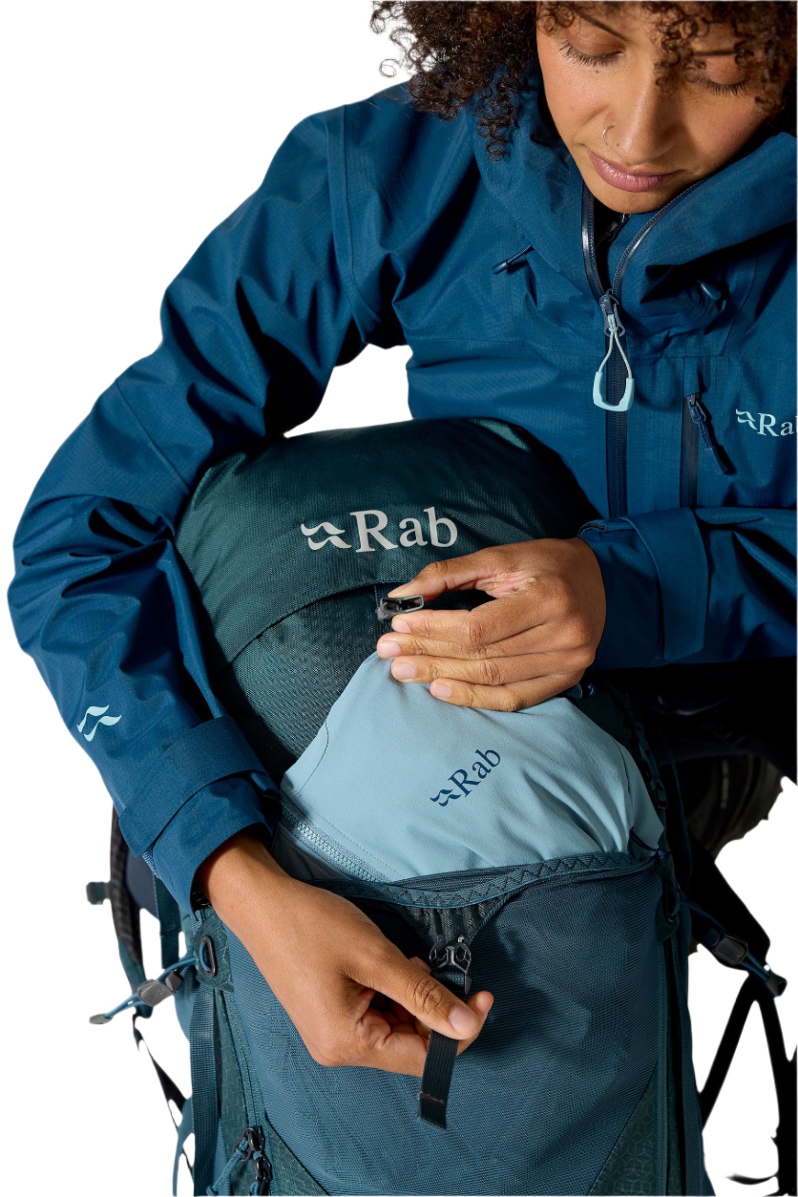 Rab Women's Exion ND45L Hiking Pack in Orion Blue - Front Stash Pocket