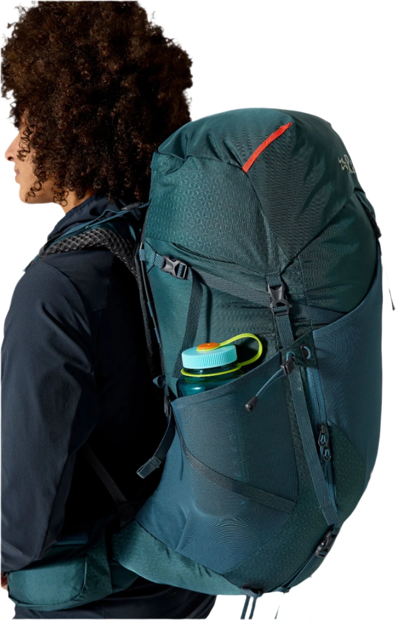 Rab Women's Exion ND45L Hiking Pack in Orion Blue - On Model Side View