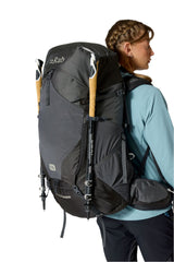 Rab Women's Exion ND65L Hiking Pack in Anthracite/Graphene - On Model Side View