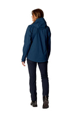 Rab Women's Firewall Light Waterproof Jacket in Tempest Blue - back, worn