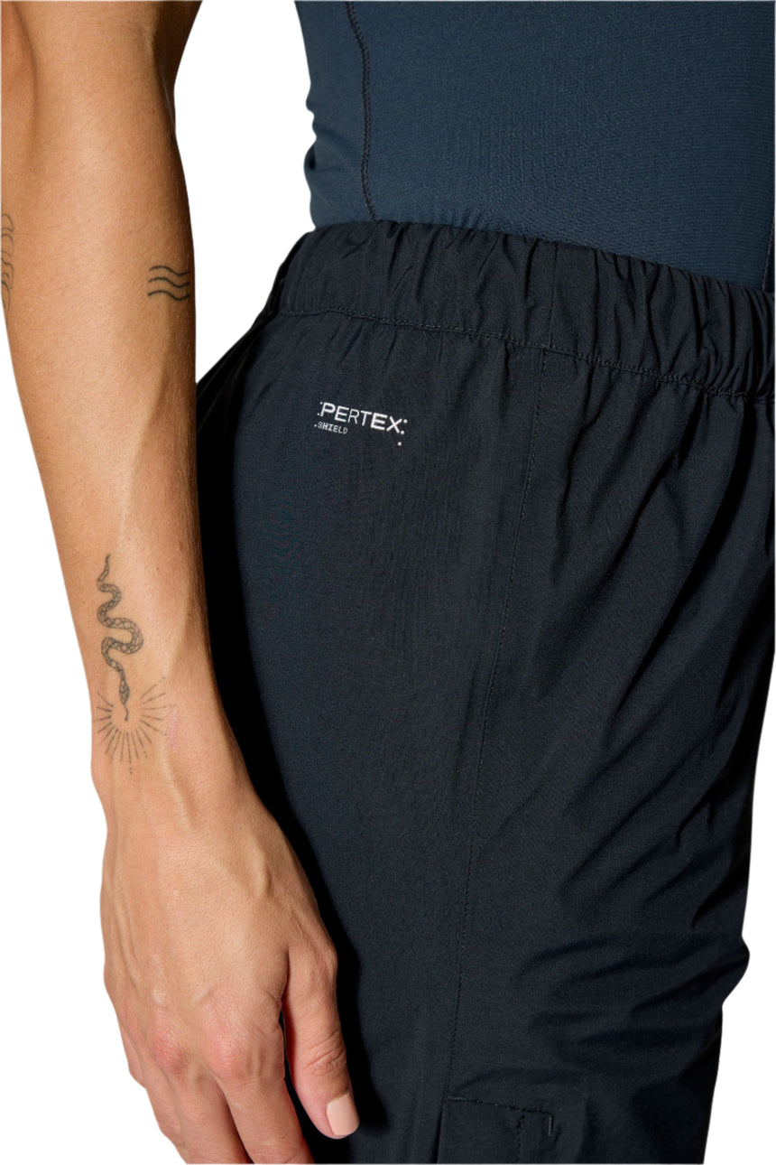 Rab Women's Firewall Waterproof Pants in Black - hem detail, worn