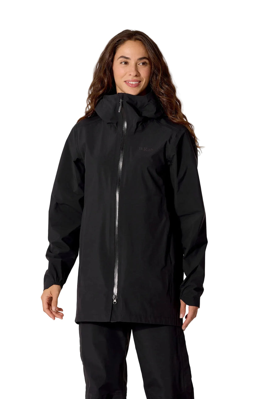 Rab Women's Firewall Waterproof Parka in Black - worn, front
