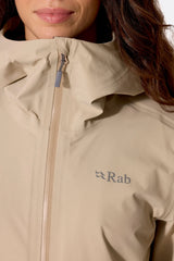 Rab Women's Firewall Waterproof Parka in Dark Pebble - collar detail on model (2 of 2)