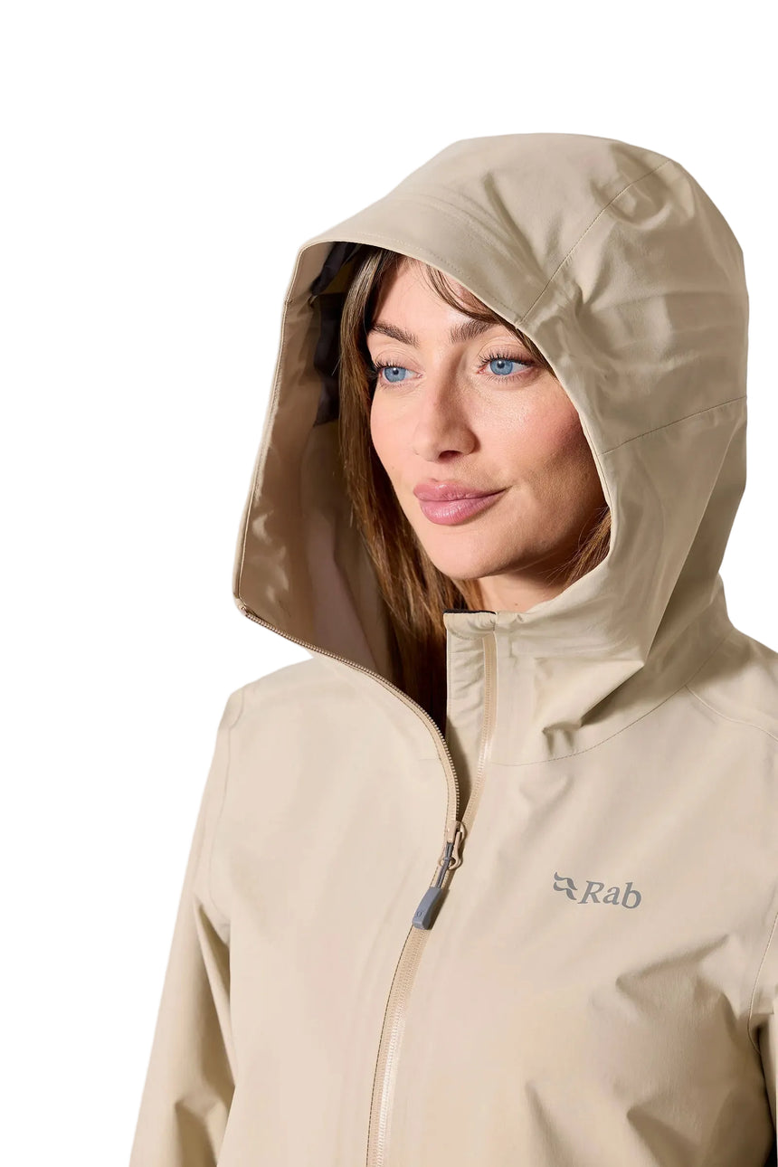 Rab Women's Firewall Waterproof Parka in Dark Pebble - hood detail on model (1 of 7)