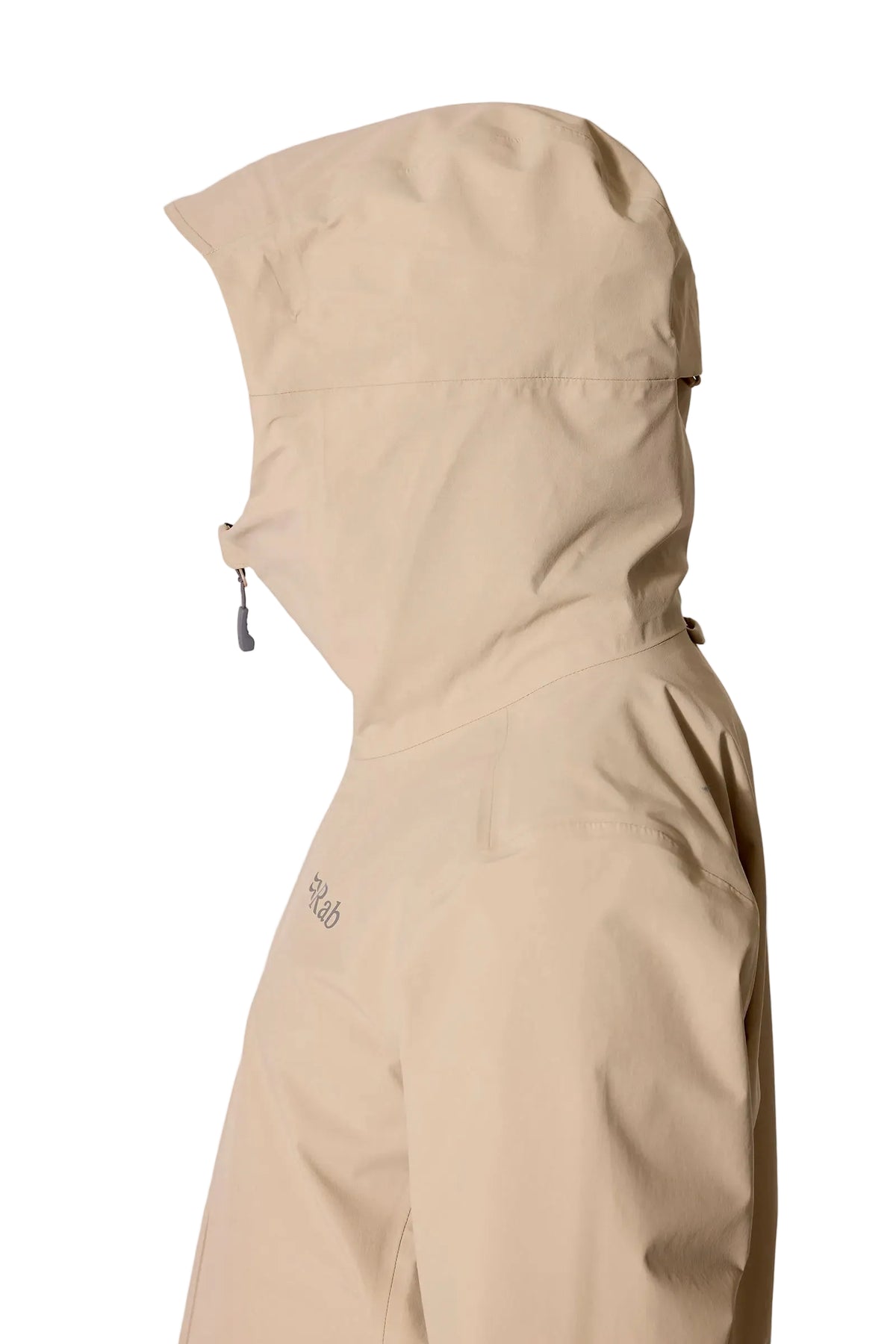 Rab Women's Firewall Waterproof Parka in Dark Pebble - hood detail on model (4 of 7)