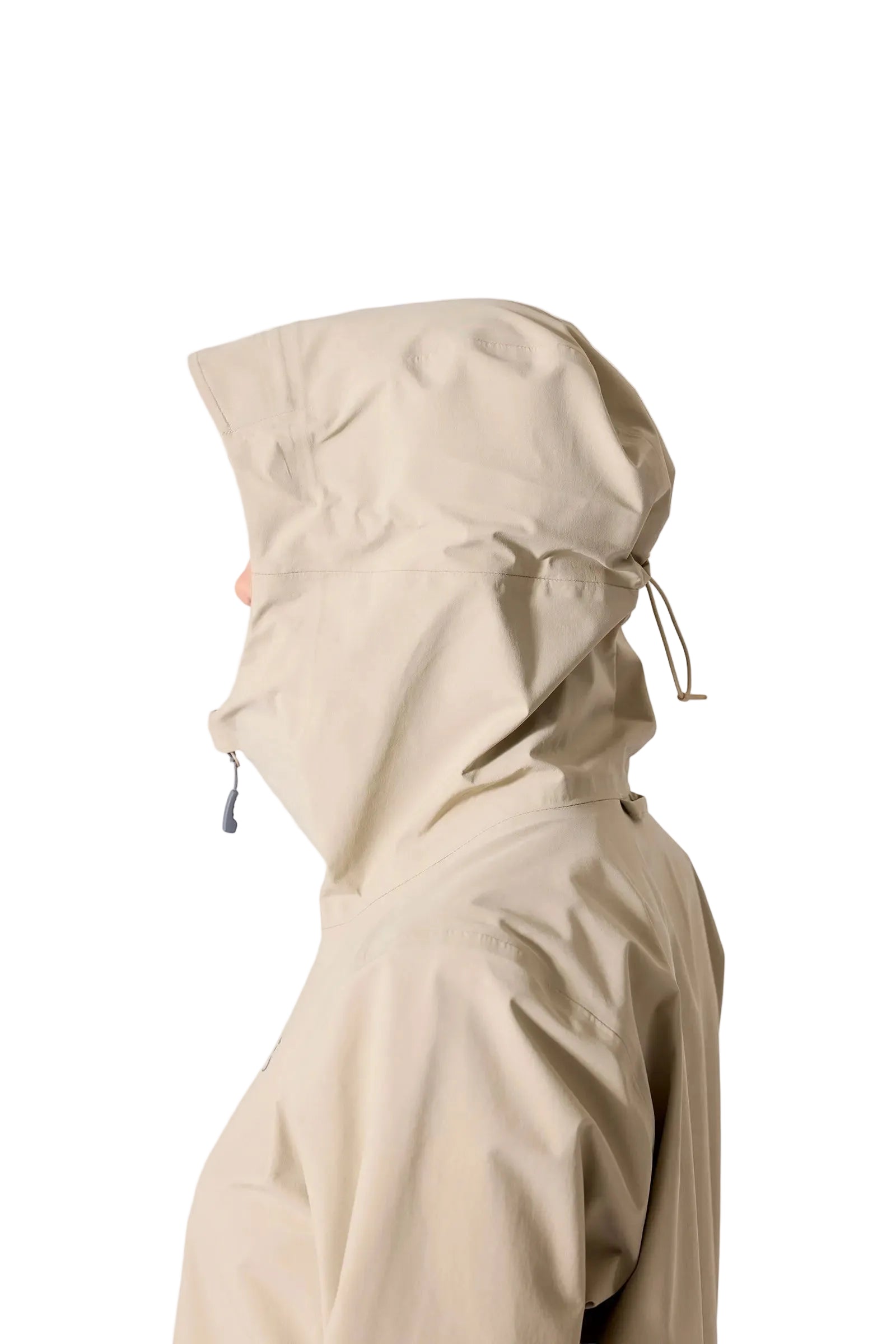 Rab Women's Firewall Waterproof Parka in Dark Pebble - hood detail on model (6 of 7)
