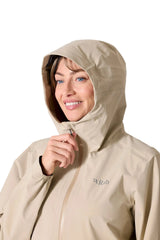 Rab Women's Firewall Waterproof Parka in Dark Pebble - hood detail on model (7 of 7)