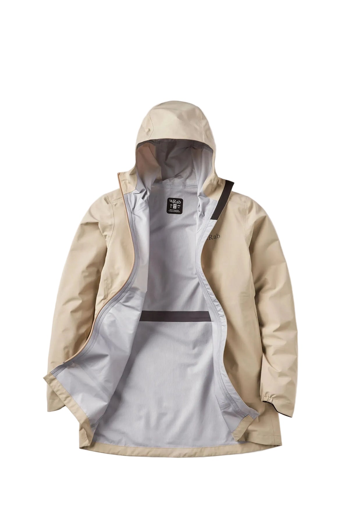 Rab Women's Firewall Waterproof Parka in Dark Pebble - interior lining detail on model (1 of 2)