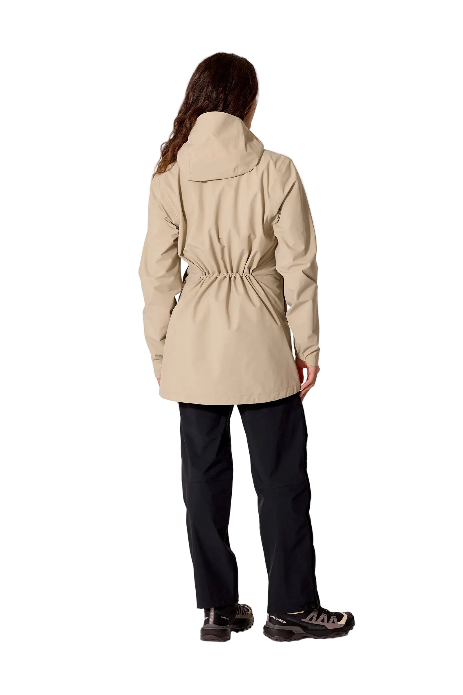 Rab Women's Firewall Waterproof Parka in Dark Pebble - worn, back
