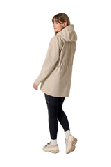 Rab Women's Firewall Waterproof Parka in Dark Pebble - worn, three-quarter